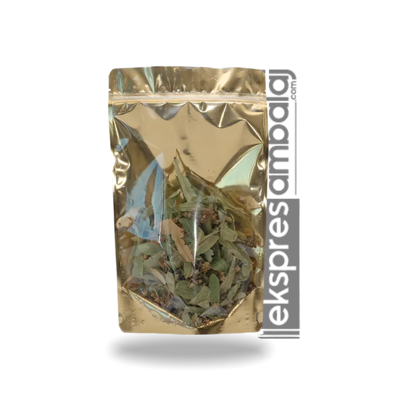 Şeffaf Metalize Gold Kilitli Doypack
