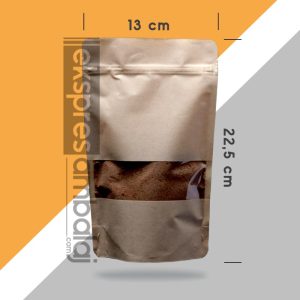 Dar Pencereli Kraft Kilitli Doypack 13x22,5