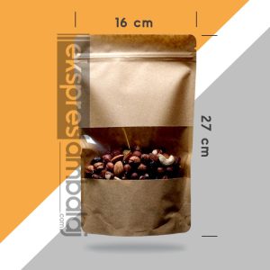 Dar Pencereli Kraft Kilitli Doypack 16x27