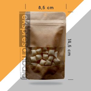 Dar Pencereli Kraft Kilitli Doypack 8,5x14,5