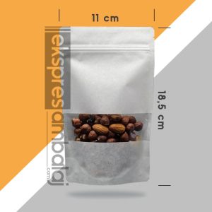 Beyaz Kraft Pencereli Kilitli Doypack 11x18,5