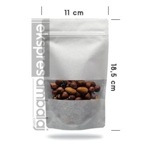 Beyaz Kraft Pencereli Kilitli Doypack 11x18,5 - Görsel 2