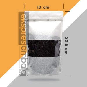 Beyaz Kraft Pencereli Kilitli Doypack 13x22,5