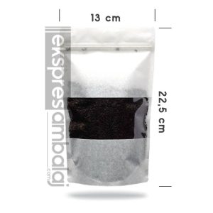 Beyaz Kraft Pencereli Kilitli Doypack 13x22,5 - Görsel 2