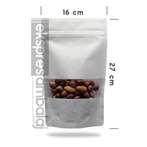 Beyaz Kraft Pencereli Kilitli Doypack 16x27 - Görsel 2