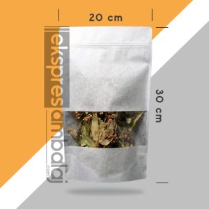 Beyaz Kraft Pencereli Kilitli Doypack 20x30