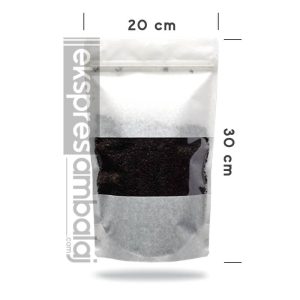 Beyaz Kraft Pencereli Kilitli Doypack 20x30 - Görsel 2