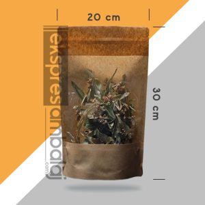 Geniş Pencereli Kraft Kilitli Doypack 20x30