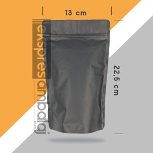 Mat Siyah Alüminyum Kilitli Doypack 13x22,5